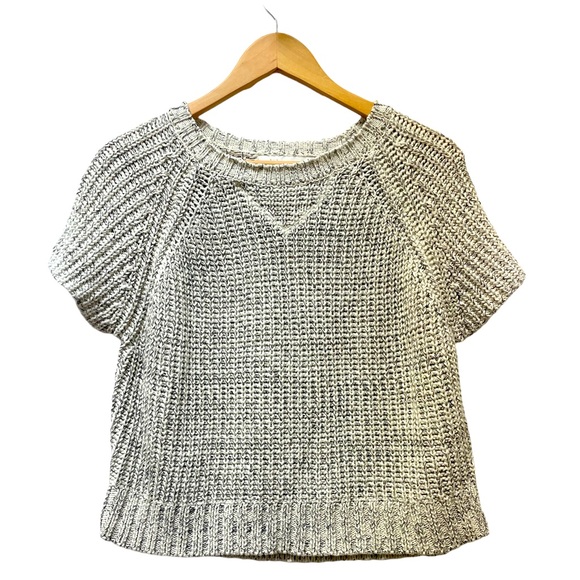 bishop + young Sweaters - Bishop + Young Waffle Weave Boxy Salt & Pepper Neutral Crewneck Sweater